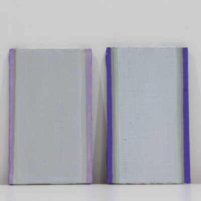 Petites études ‘violet’, nuancier ‘bugle rampant’, huile sur panneaux, 12 x 20 cm chacun, 2018.