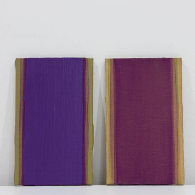 Petites études ‘violet, nuancier ‘iris’, huile sur panneaux, 12 x 20 cm chacun, 2018