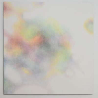 Modulation chromatique 14, crayons de couleur sur papier marouflé sur dibond, 100 x 110 cm, 2018.