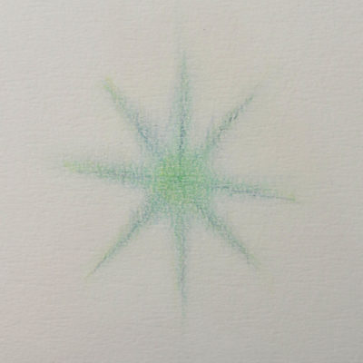 Etoile verte, crayons de couleur sur papier, 20 x 20 cm, 2019.