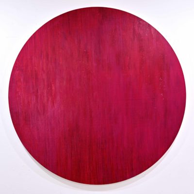 Rose, huile sur toile marouflée sur panneau, diamètre 89,5 cm, 2023-25.