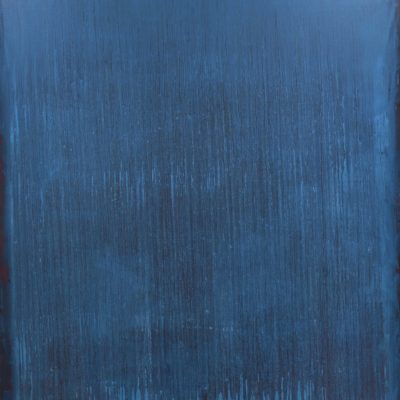 Série des monochromes en 12 couleurs, Du vert bleu au bleu, sens horaire, huile sur toile marouflée sur panneau, 99,5 x 109,5 cm, 2023-25. + vue d’exposition Cercle Münster - Luxembourg - 1