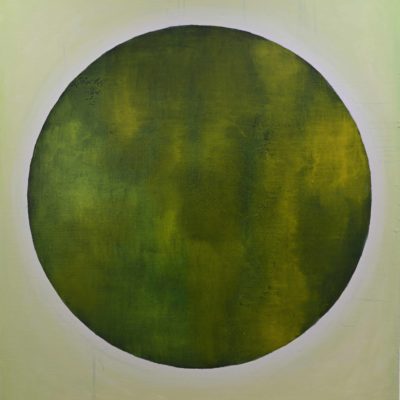 Série des monochromes en 12 couleurs, Du jaune-orangé au jaune, sens horaire, huile sur toile marouflée sur panneau, 101 x 120 cm, 2014-25.